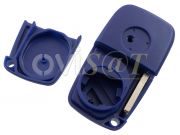 Producto Genérico - Carcasa azul con tapa para pila de Telemando 2 Botones para Fiat, con espadín plegable